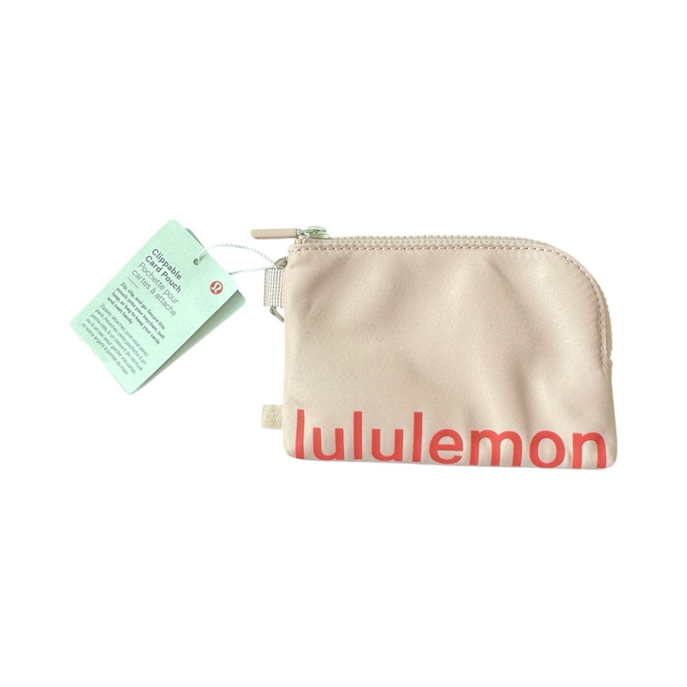 Lululemon Clipable Card Pouch Pink haze/Desert Red NWT